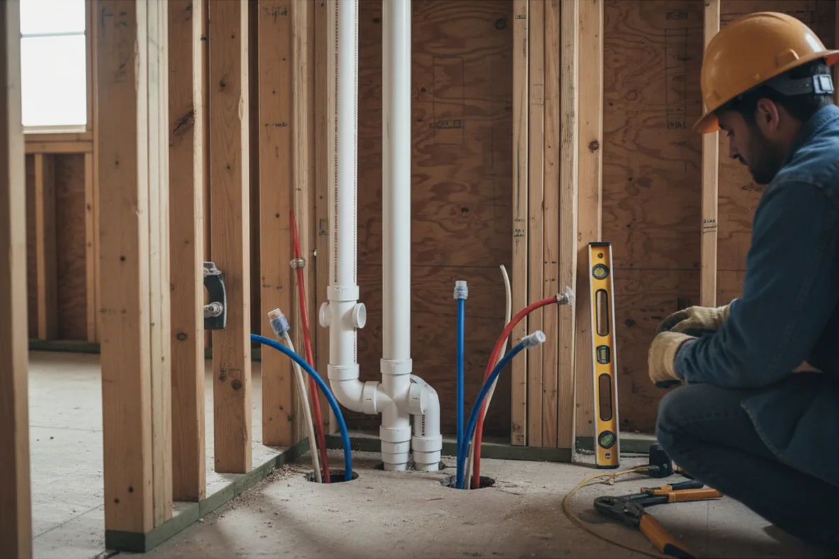Drain and supply rough-in during Leak Detection in West Mifflin