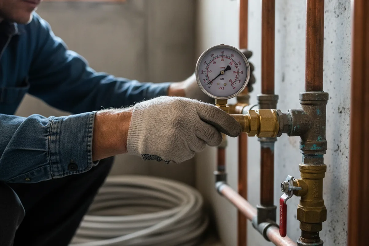Pressure testing a repaired line during Water Line Repair in West Mifflin
